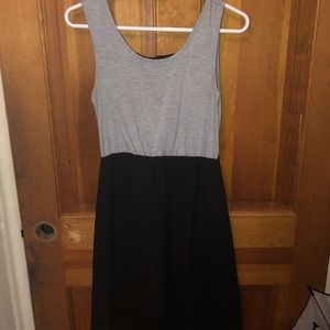 Midi dress, short in the front, long in the back.